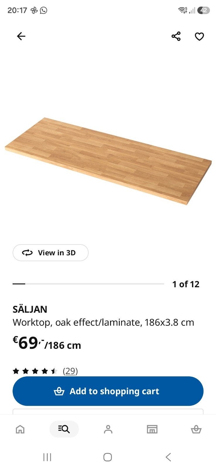 IKEA SÄLJAN Werkblad Eikenlook - Nieuw in Doos, Huis en Inrichting, Ophalen, Nieuw