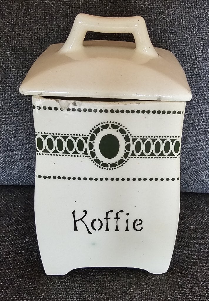 Vintage keramieken voorraadpot voor Koffie (1950-1960), Gebruikt, Ophalen of Verzenden, Voorraadpot, Steen/keramiek