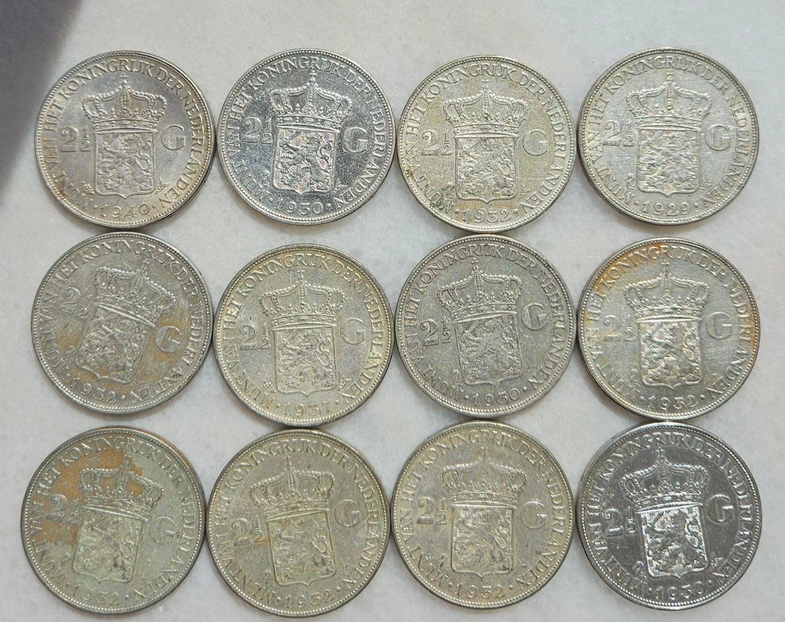 12 zilveren wilhelmina rijksdaalders, Ophalen of Verzenden, Koningin Wilhelmina, 2½ gulden, Zilver