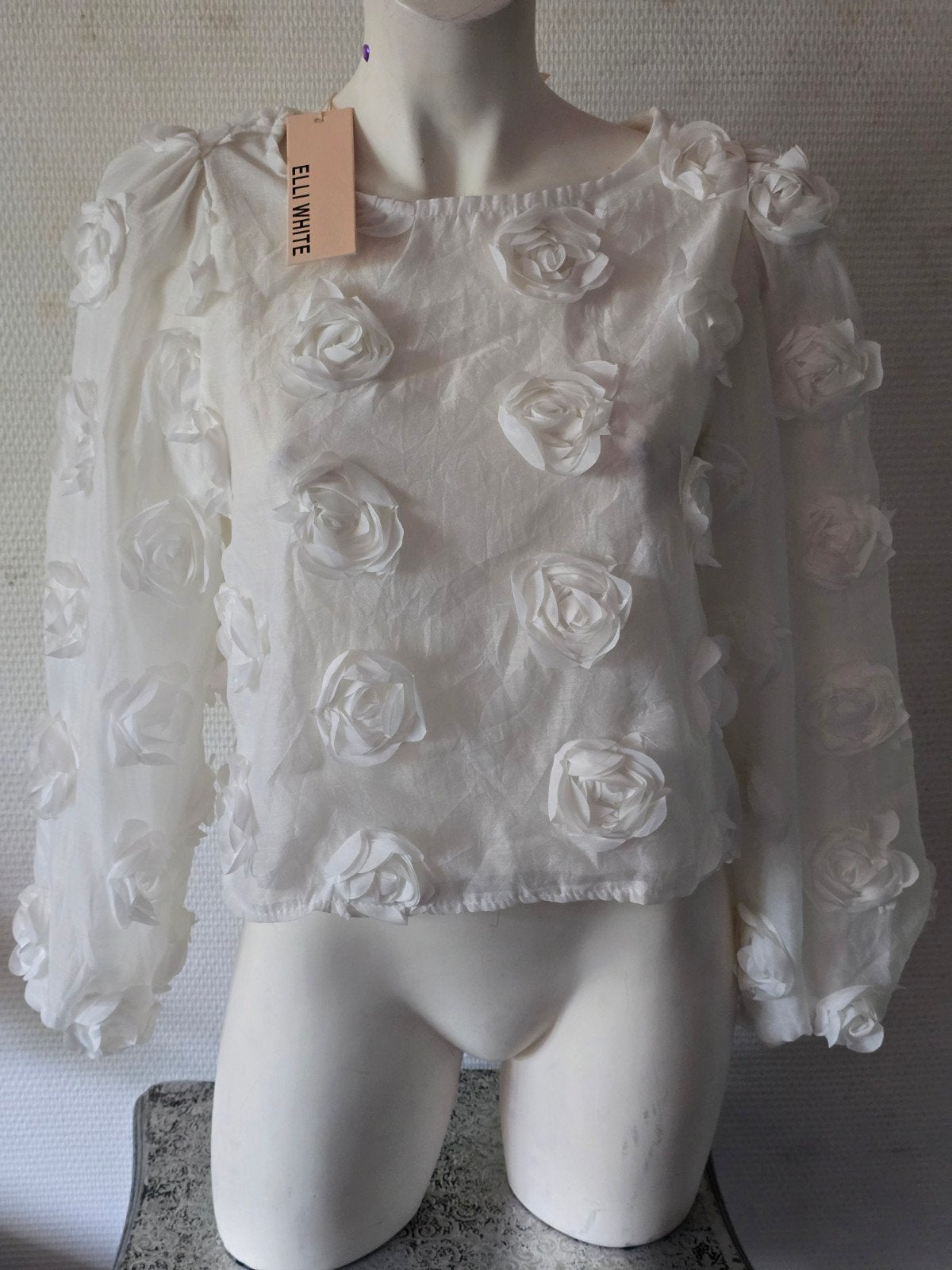 ELLI WHITE Witte Blouse met Rozen - Maat S "Nieuw ", Nieuw, Ophalen of Verzenden, Maat 36 (S), ELLI WHITE