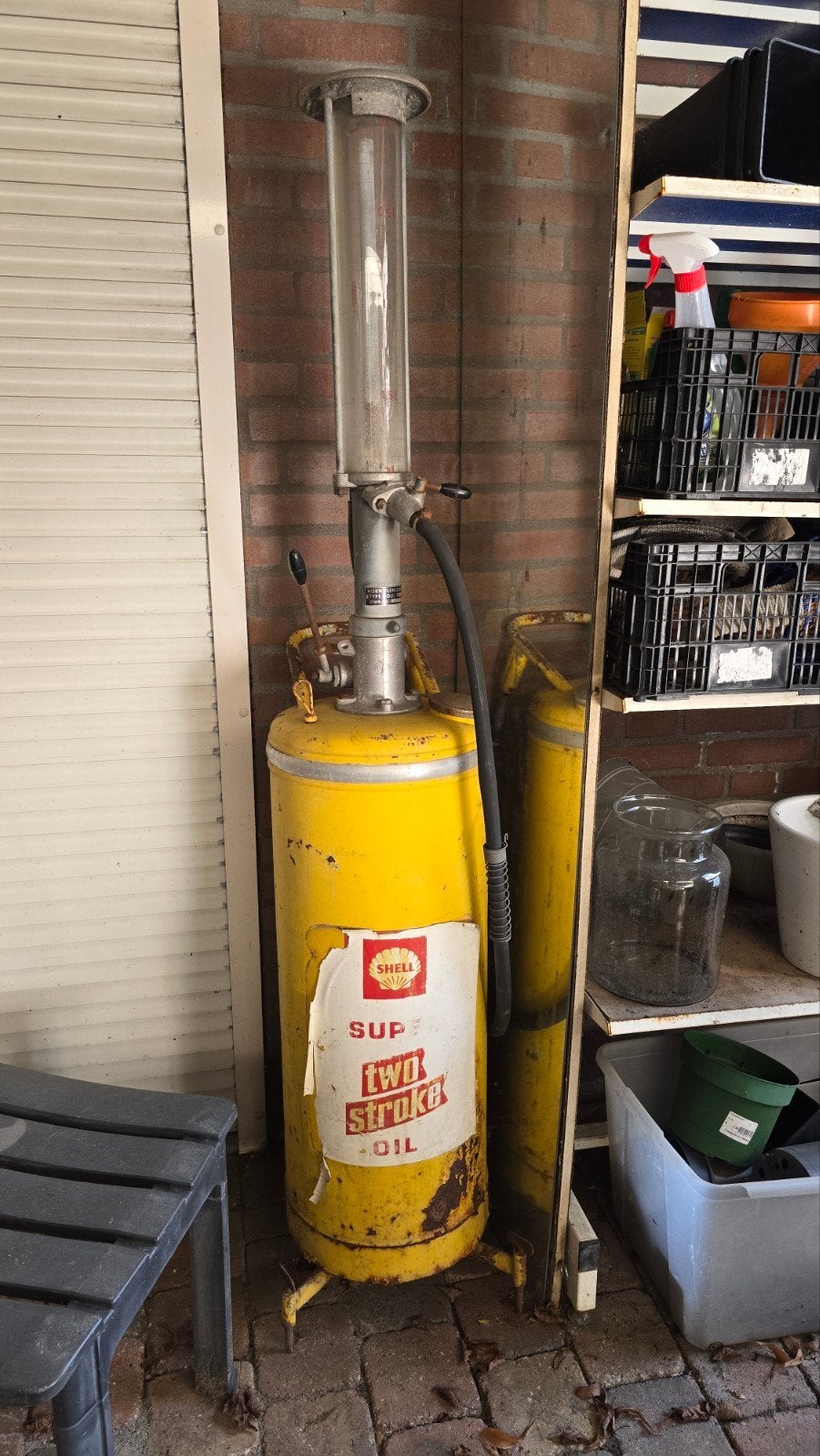 Vintage Shell Two Stroke Oliepomp - Decoratief, Antiek en Kunst, Ophalen of Verzenden