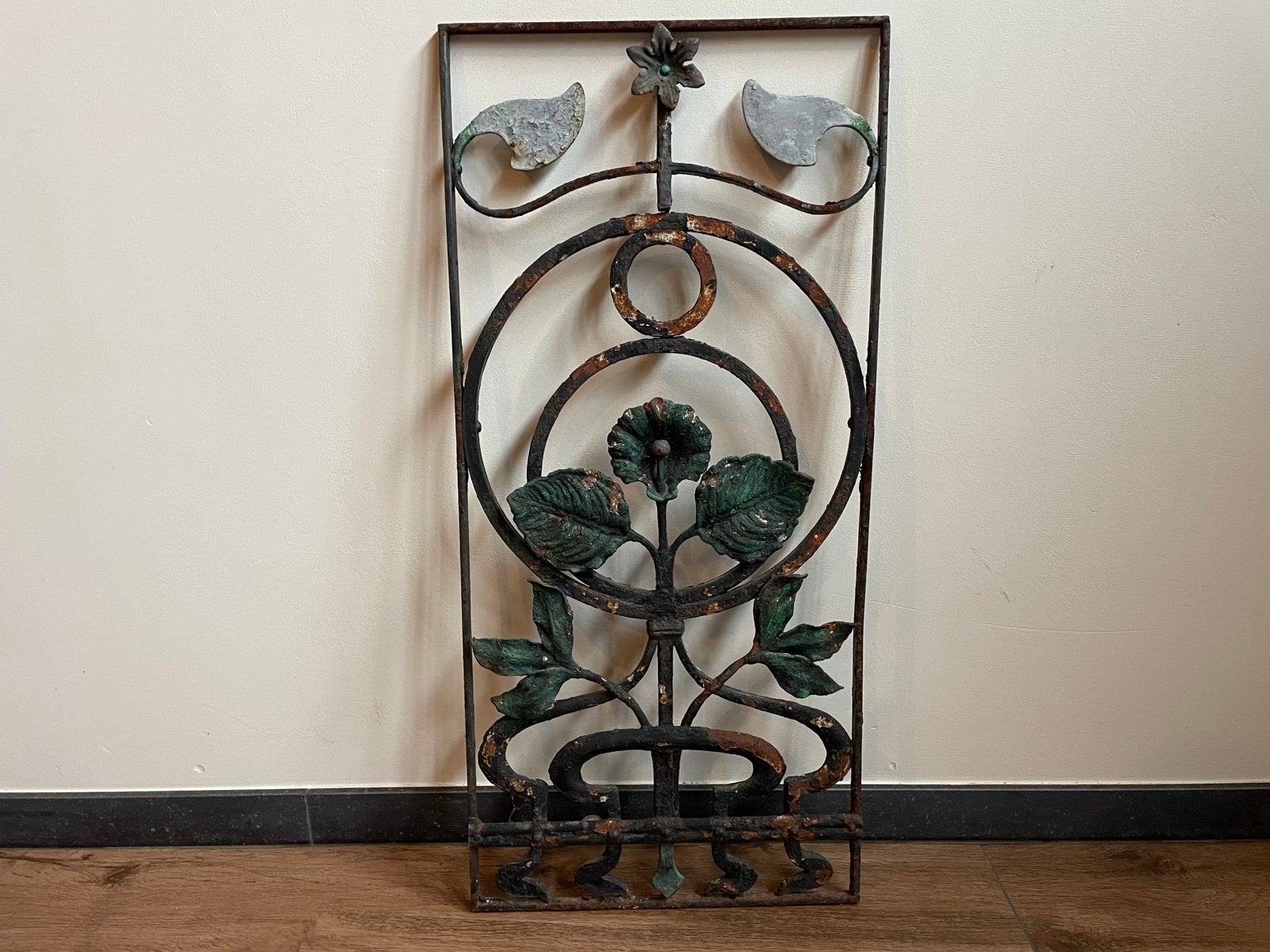 Smeedijzeren hek 78-36 cm bloemen, Antiek en Kunst, Ophalen
