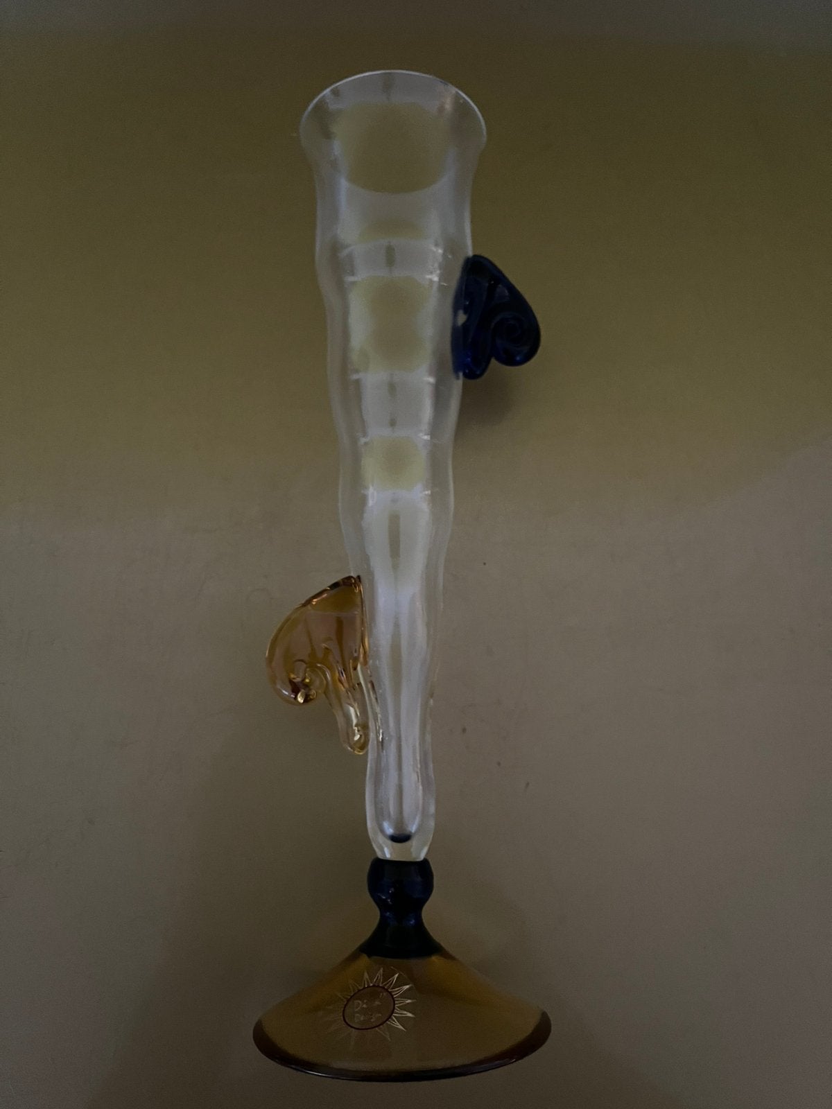 MURANO GLASS FLUTE. — COLOURED DETAILS., Ophalen of Verzenden