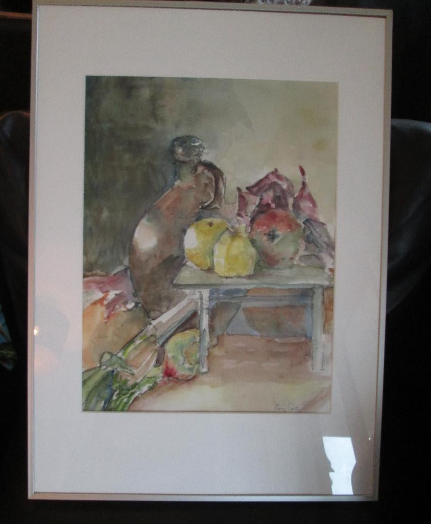 Aquarel in Aluminium Lijst Stilleven Kan 71 x 51 Gesigneerd, Ophalen