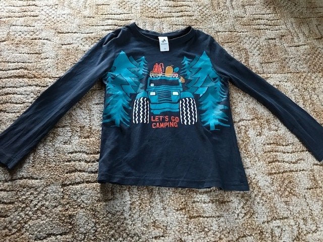 Shirt lange mouwen maat 134 donkerblauw, Ophalen of Verzenden, Gebruikt, Jongen of Meisje, Shirt of Longsleeve