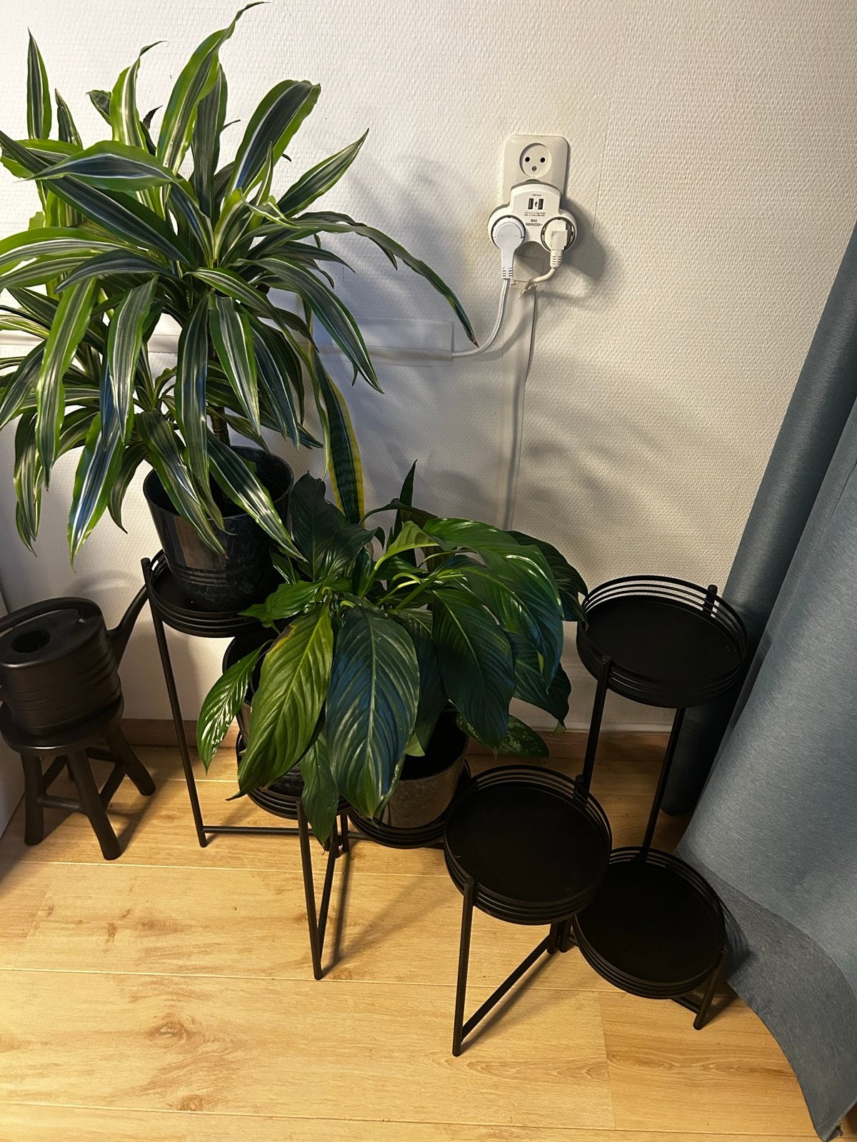 Zwarte metalen plantenstandaards (set of los), Huis en Inrichting, Woonaccessoires | Overige, Zwart, Ophalen of Verzenden, Zo goed als nieuw
