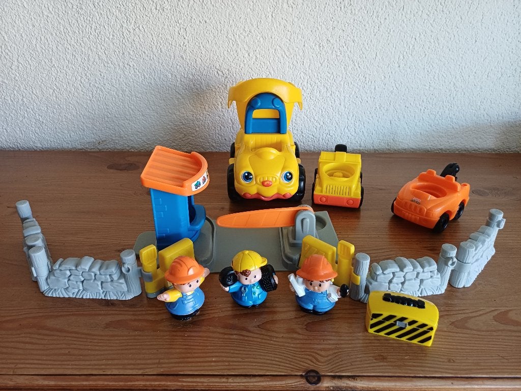 Fisher Price Little People bouwplaats met 3 voertuigen, Ophalen of Verzenden, Zo goed als nieuw, Speelset, Met geluid