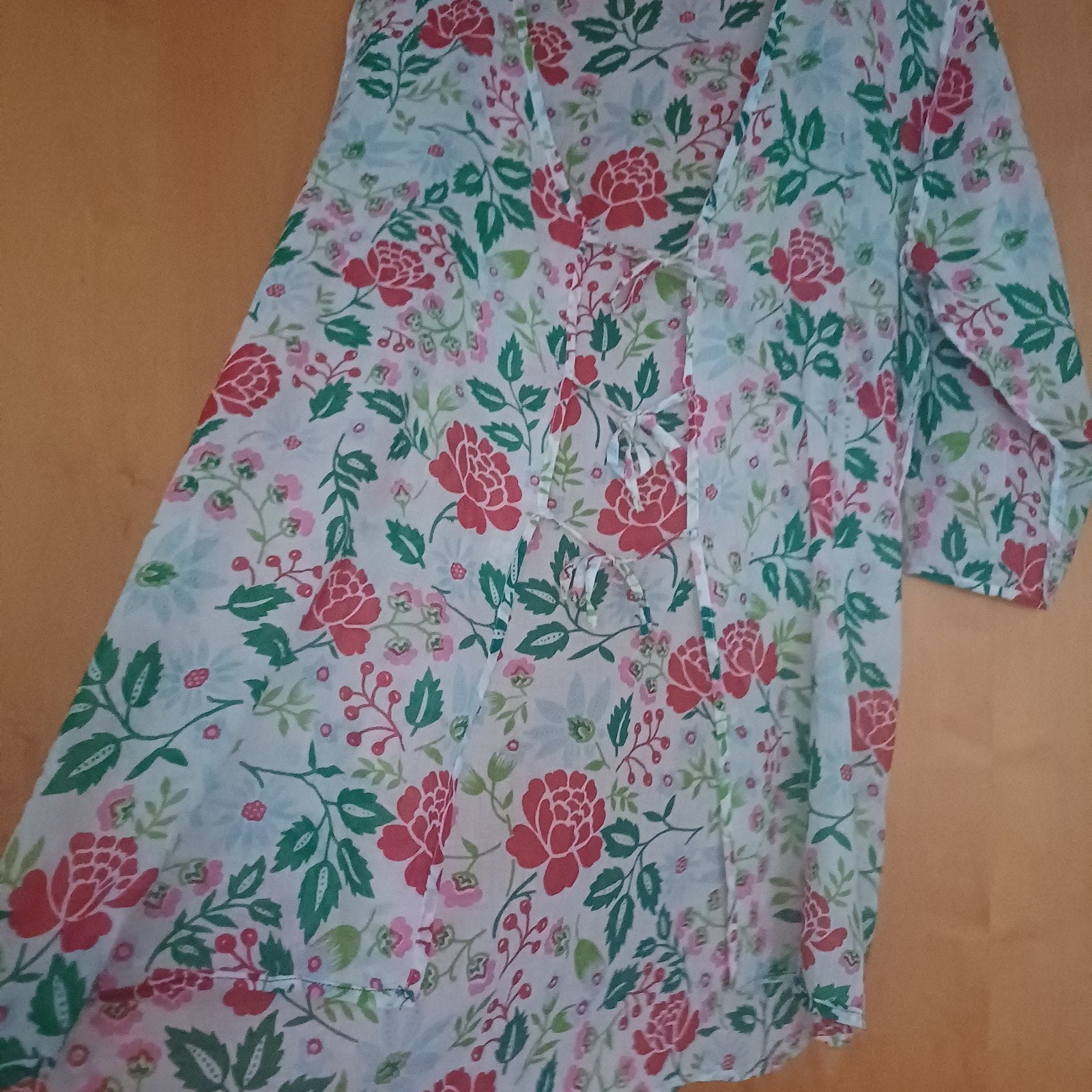Bloemenprint blouse vest jas india katoen met strikjes xl, Meerkleurig, Maat 42/44 (L), Ophalen of Verzenden, Onbekend