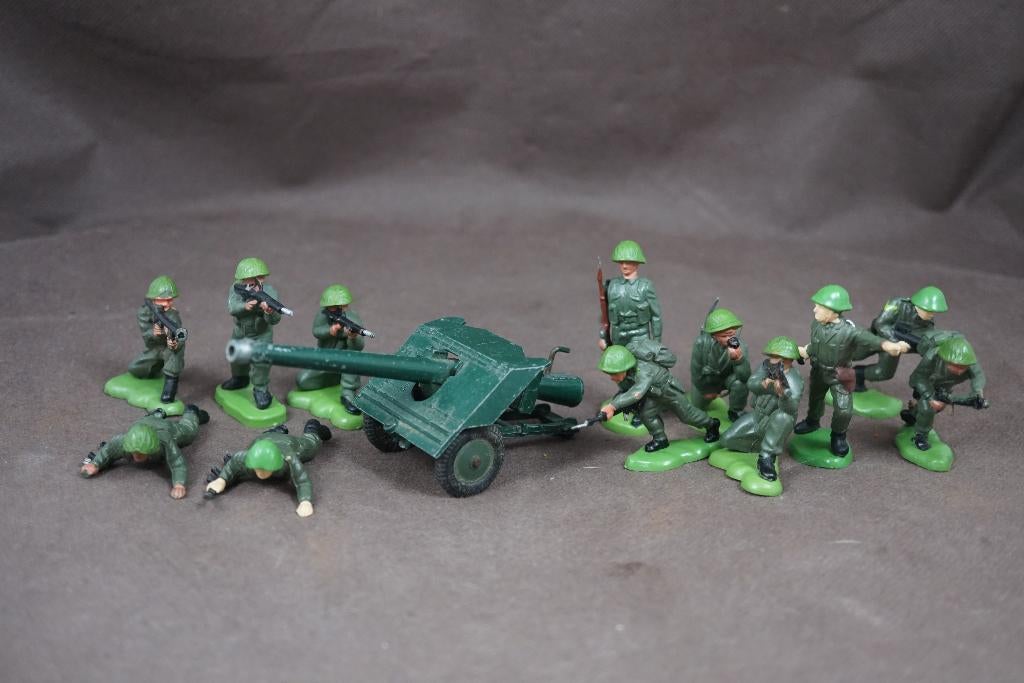 Britains Herald soldaten met kanon - TOP vintage, Ophalen of Verzenden