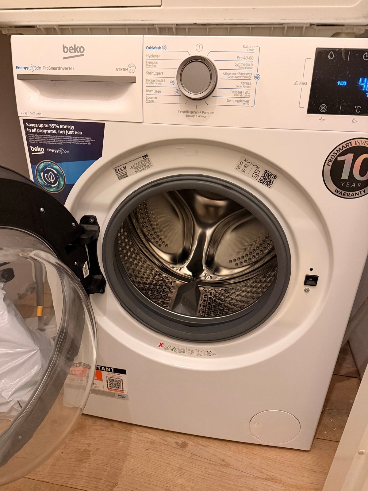 BEKO EnergySpin Wasmachine 7kg (moet weg!), Witgoed en Apparatuur, Ophalen, Zo goed als nieuw, Voorlader, 1200 tot 1600 toeren