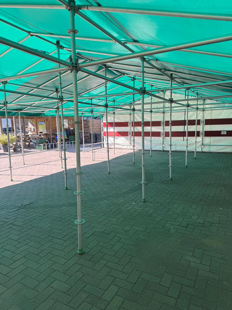 Tent 14x8 meter (aluminum steiger constructie), Ophalen, Gebruikt, Overige typen, 6 meter of meer