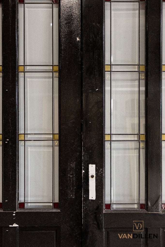 2 oude grote glas in lood vouw deuren in top staat, Gebruikt, 120 cm of meer, Binnendeur, Ophalen of Verzenden