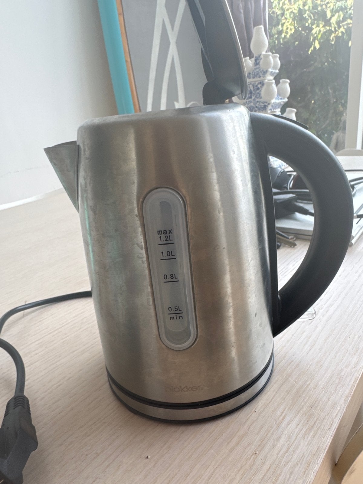Blokker waterkoker RVS - BPA-vrij, 1.2L, 1 tot 2 liter, Ophalen of Verzenden, Gebruikt, Rvs