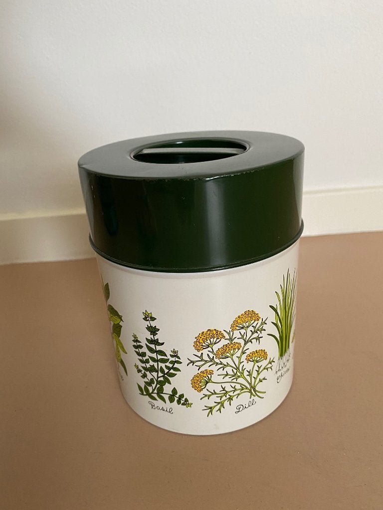 Groen blik met kruiden erop, Ophalen of Verzenden, Gebruikt, Overige