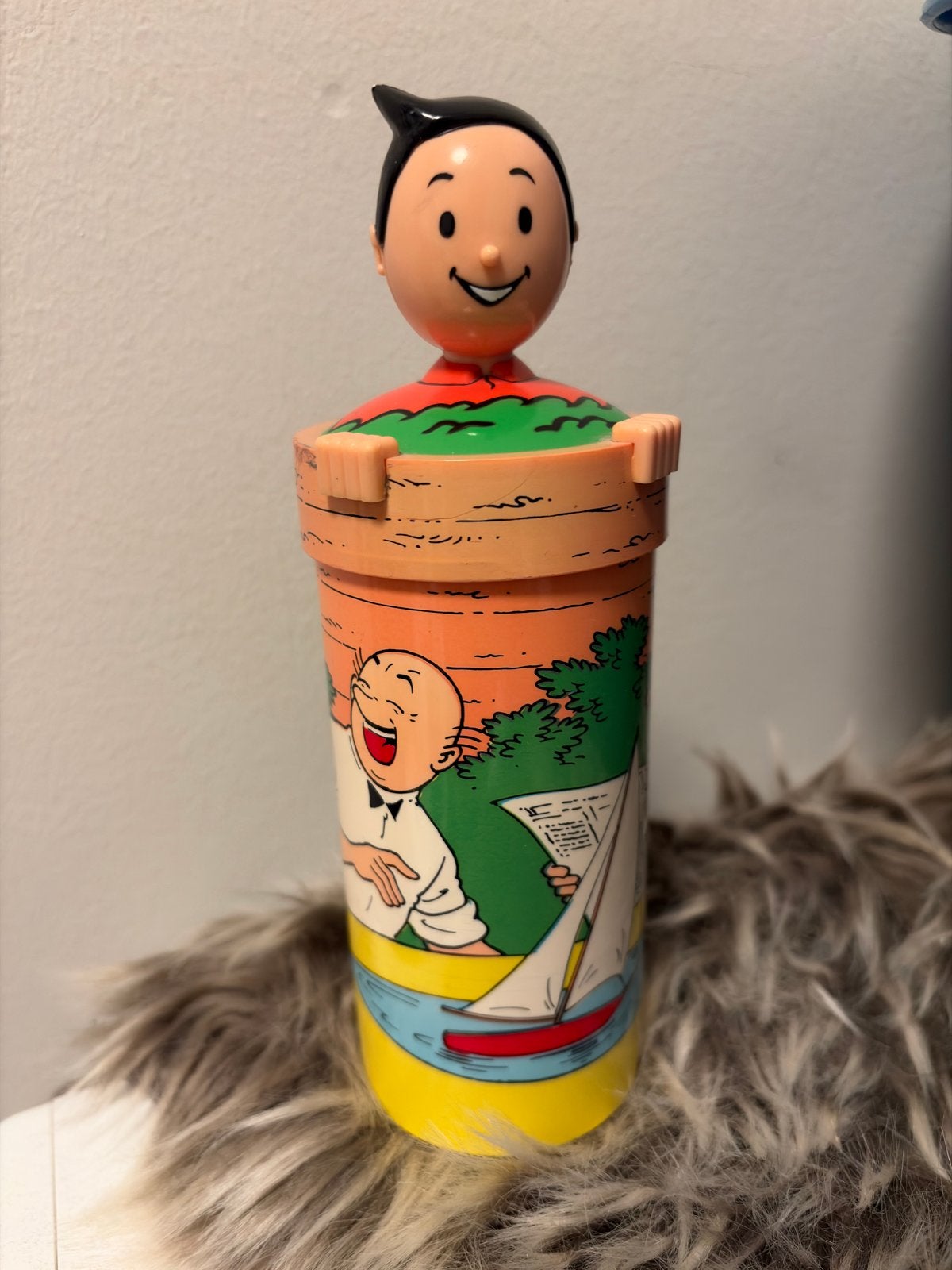 Vintage Suske en Wiske beker met Suske figuur, Ophalen of Verzenden, Gebruikt