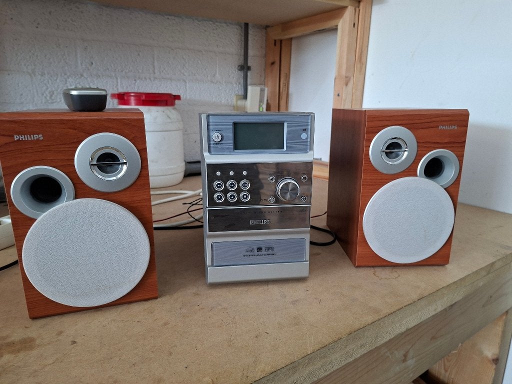 modern design philips stereosetje radio en cd en cassettedec, Overige merken, Gebruikt, Microset, Tuner of Radio
