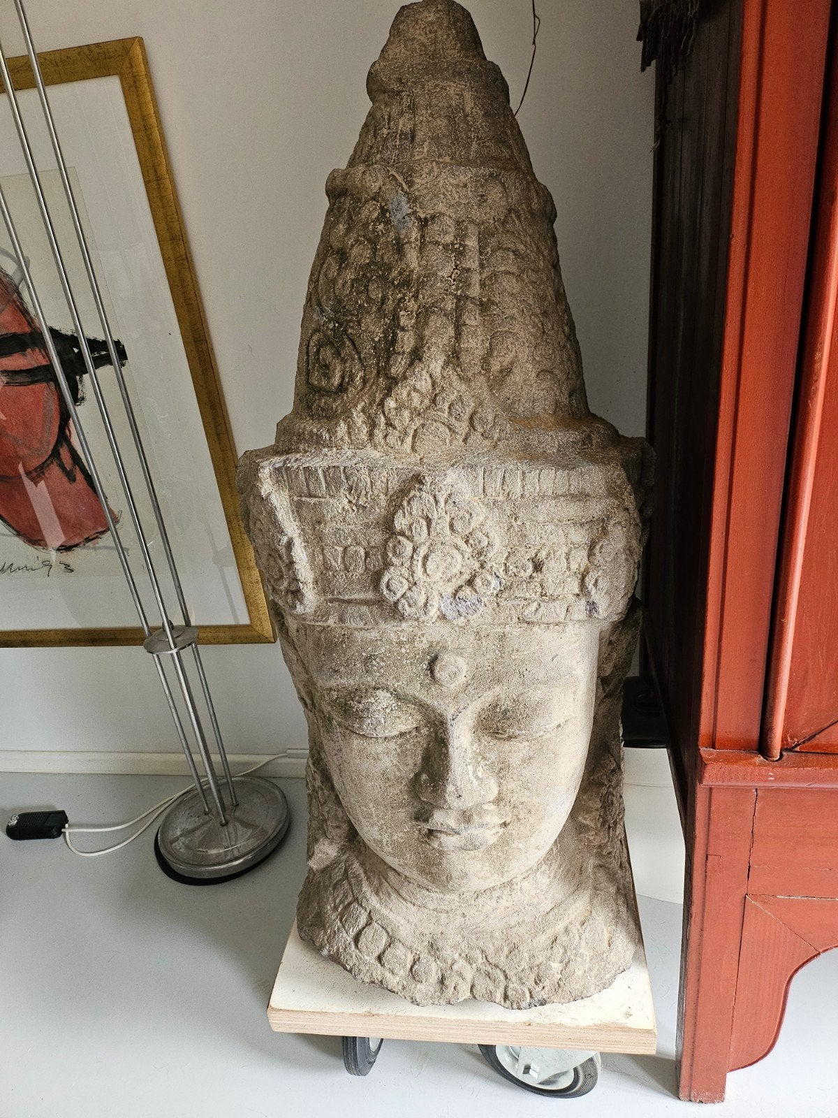 Groot stenen Boeddha hoofd - Aziatische sculptuur, Overige onderwerpen, Handgemaakt, Steen of Keramiek, Beeld