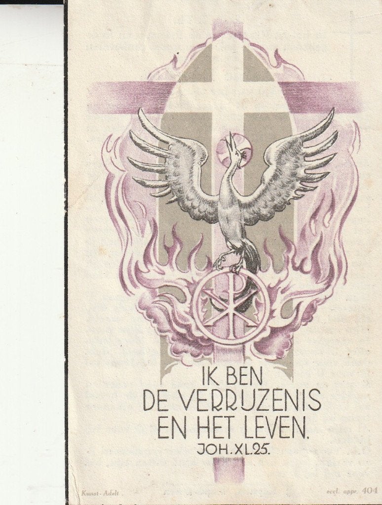 Bidprentje Annie Biemans 1944-1960, Verzamelen, Bidprentjes en Rouwkaarten, Ophalen of Verzenden, Bidprentje