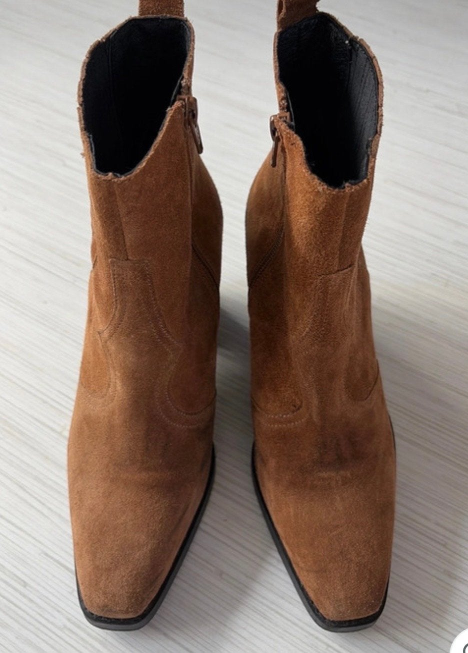 Manfield suède cowboylaarzen - Maat 38, Ophalen of Verzenden, Gedragen, Bruin, Lage of Enkellaarzen