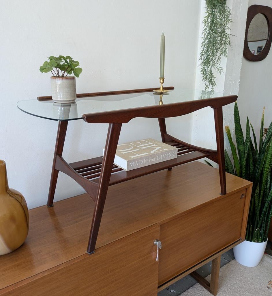 Prachtige vintage midcentury salontafel in zeer goede staat, Ophalen, 100 tot 150 cm, ., Teakhout