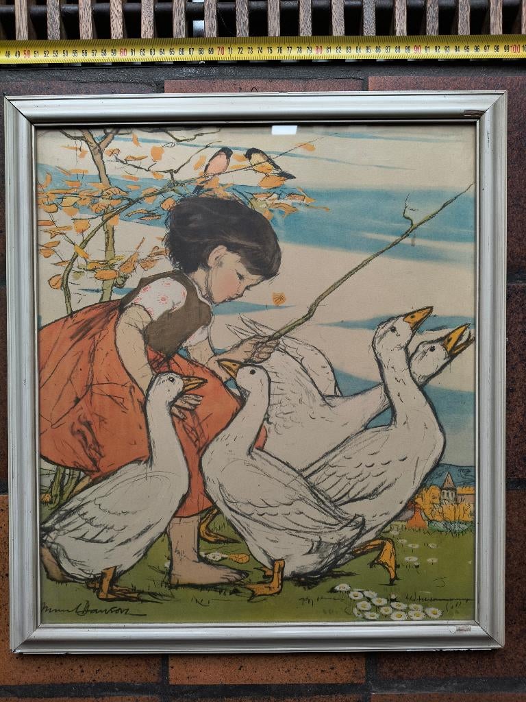 reproductie The Goose Girl - Muriel Dawson 1967, Ophalen, 50 tot 75 cm, Foto of Poster, 50 tot 75 cm