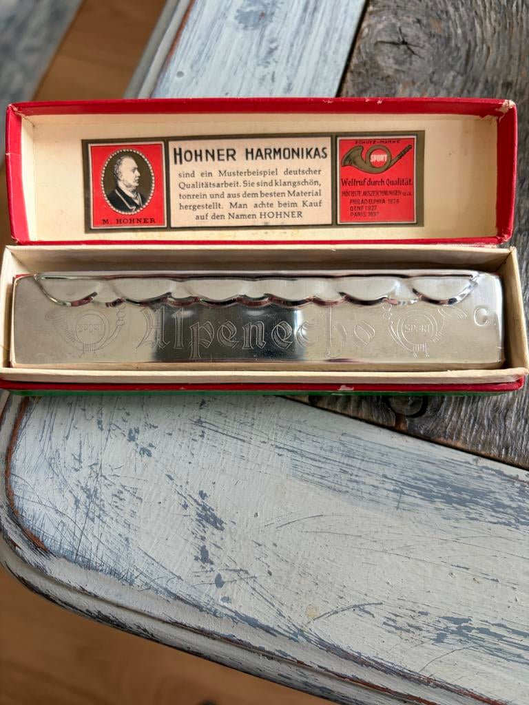 M. Hohner Alpen-Echo Mondharmonica, Ophalen, Gebruikt, Overige typen, Met koffer of doosje