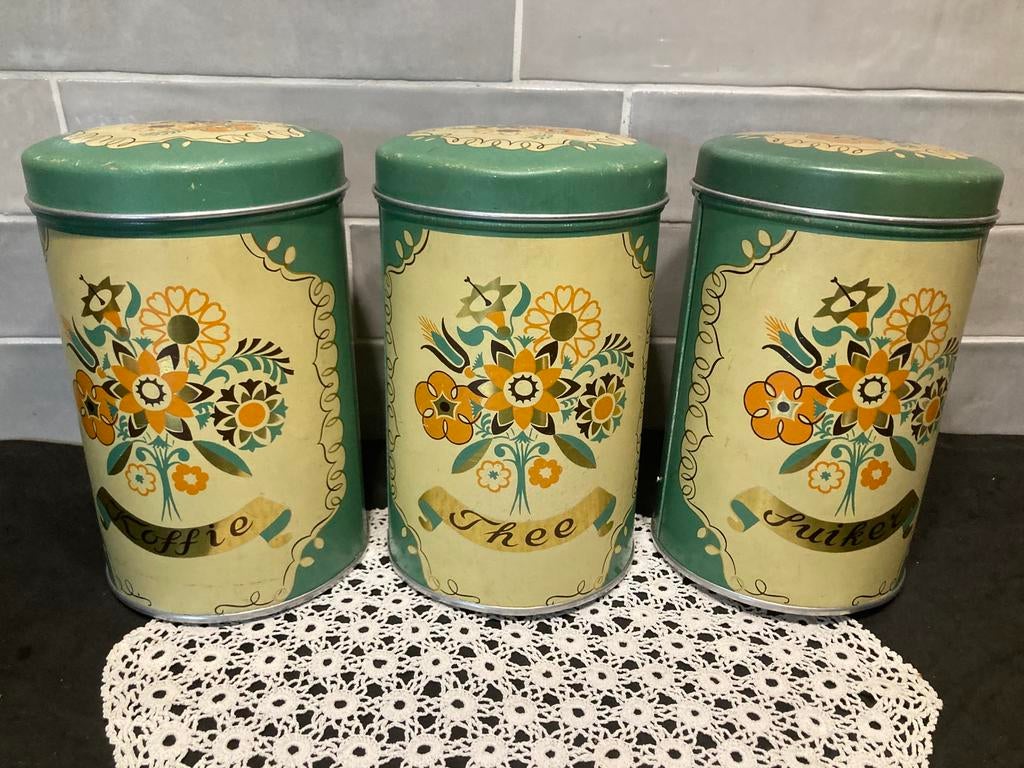 Vintage set koffie thee suiker bussen (100226), Ophalen of Verzenden, Zo goed als nieuw, Overige typen