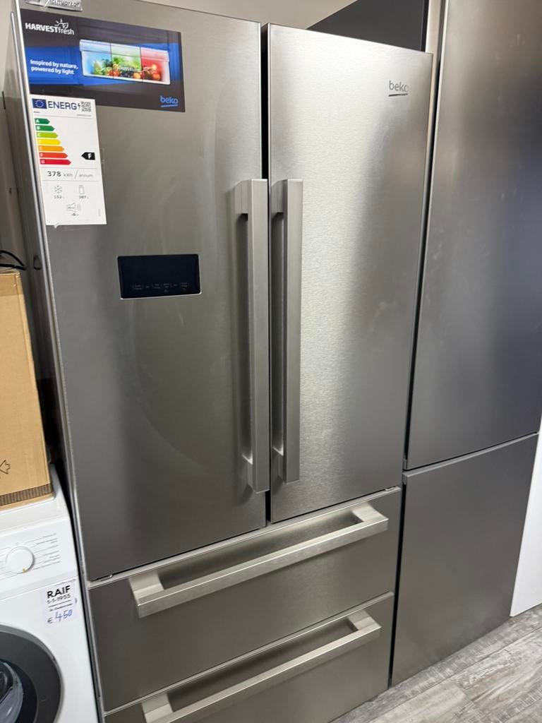 Beko GNE60531XN Amerikaanse Koelkast RVS 539L Nieuw, 200 liter of meer, 60 cm of meer, Met aparte vriezer, Nieuw