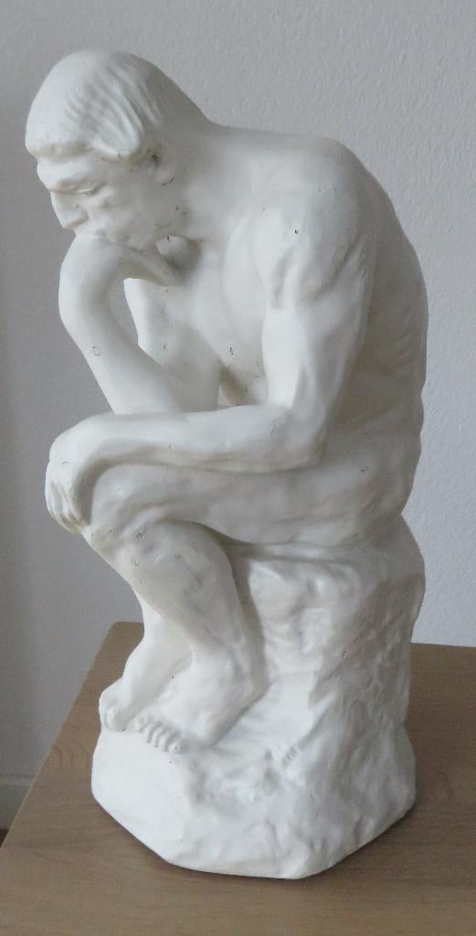 Wit beeld De denker van Rodin 36 cm hoog, Ophalen