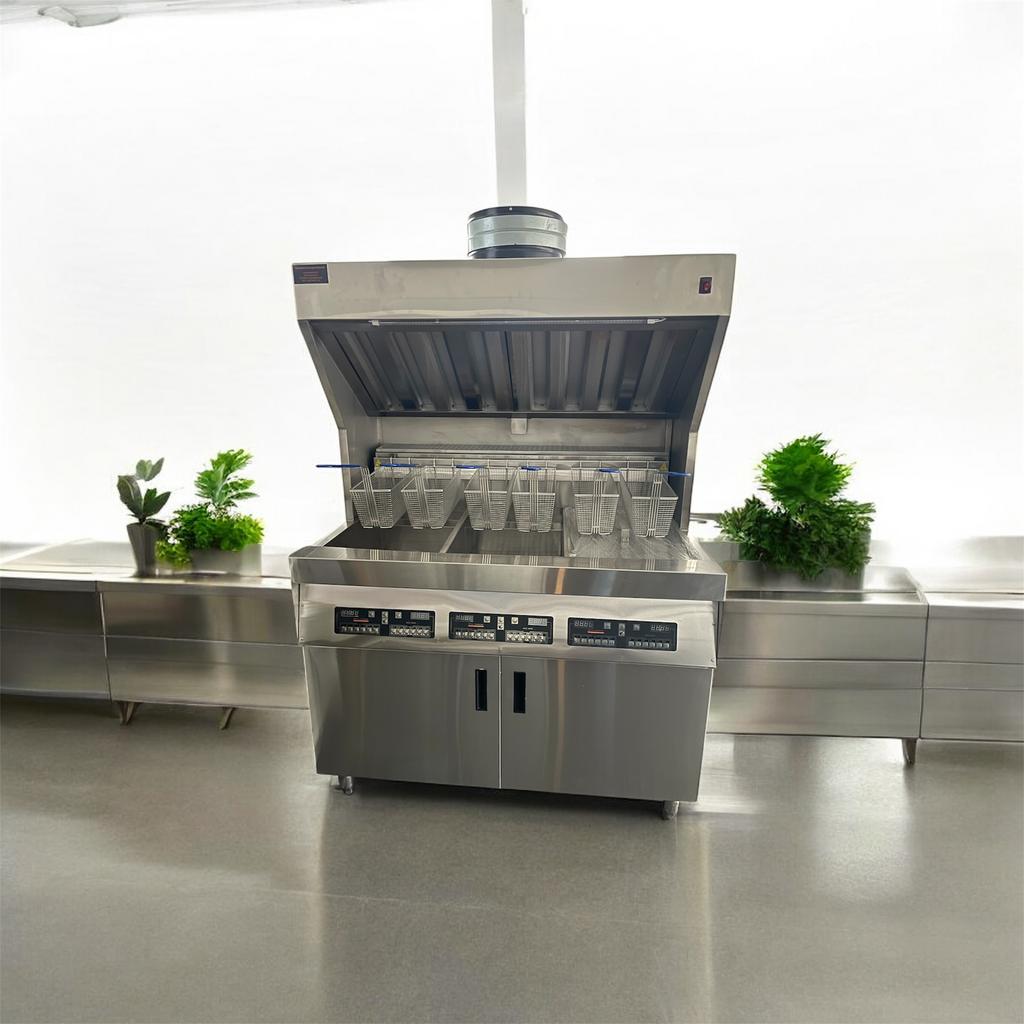 Bakwand / friteuse Gas ( met afzuigkap & motor ), Zakelijke goederen, Horeca | Keukenapparatuur, Ophalen of Verzenden, Fornuis, Frituur en Grillen