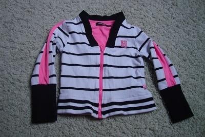 VEST Wit met blauw afgezet met roze Maat 98 / 104, Ophalen of Verzenden, Zo goed als nieuw, Meisje, Trui of Vest