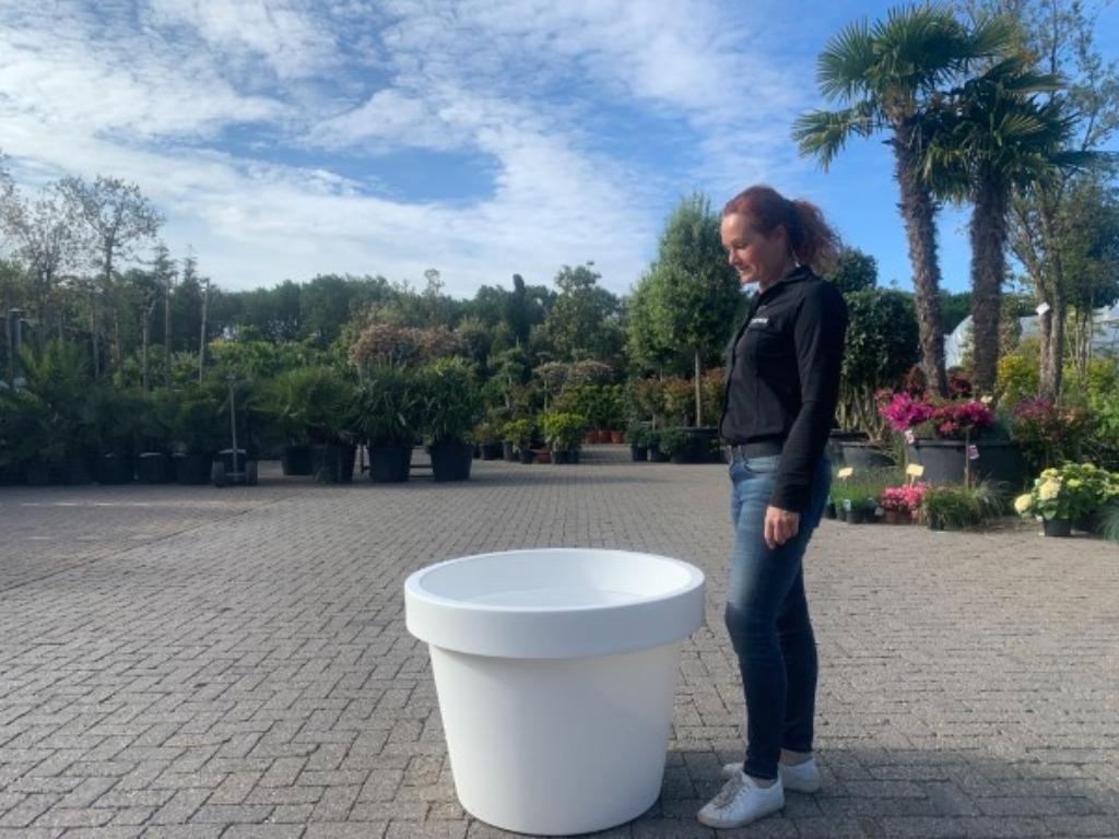 Aanbieding witte poleyster bloembakken, nu 50% korting!!!, Kunststof, Minder dan 60 cm, Rond, Nieuw