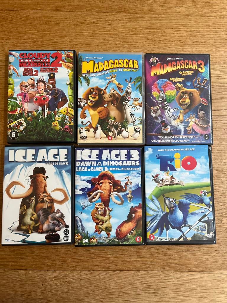 DVD Ice Age, Madagascar, Rio, Cloudy Meatbal, Avontuur, Gebruikt, Alle leeftijden, Ophalen of Verzenden