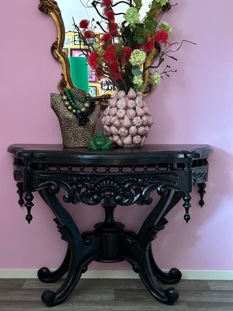 Barok, sidetable, consoletafel, zwart, 100 tot 150 cm, Ophalen of Verzenden, Zo goed als nieuw, 25 tot 50 cm