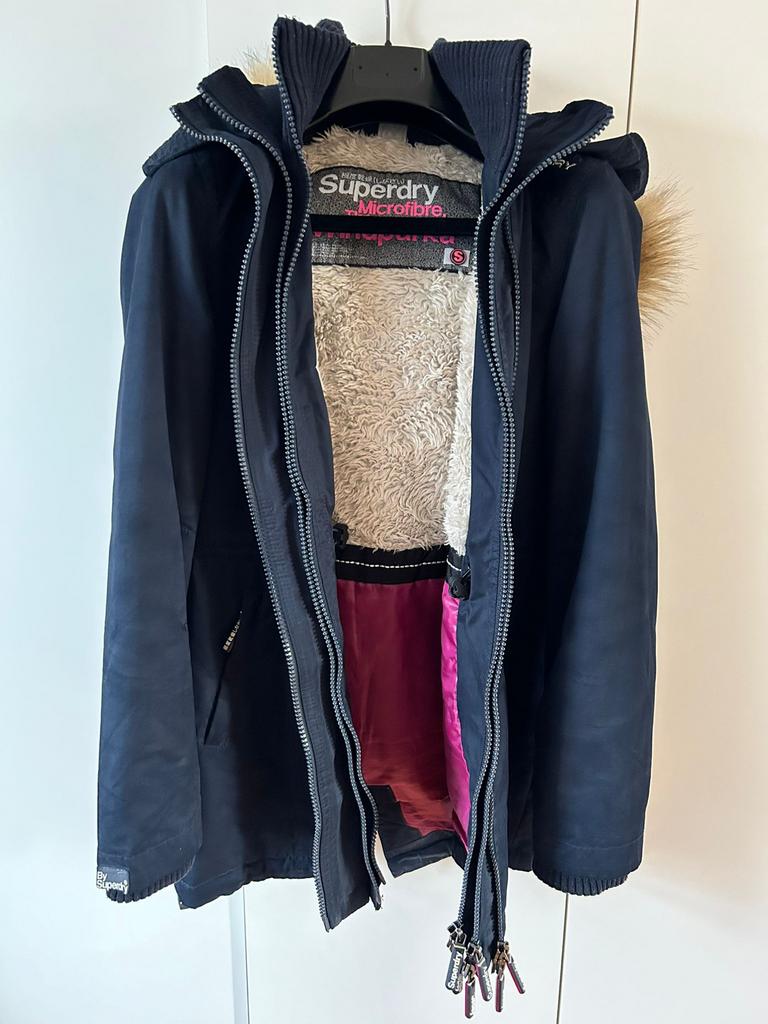 Superdry Winterjas (dames) - Maat S, Ophalen, Zo goed als nieuw, Maat 36 (S), Blauw