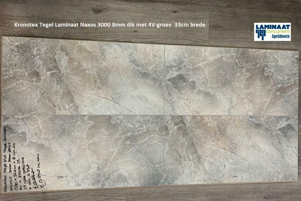 Tegel Laminaat Naxos Grijs Bruin 8mm dik 4V-groef €16,95p/m2, 75 m² of meer, Nieuw, Grijs, Ophalen of Verzenden