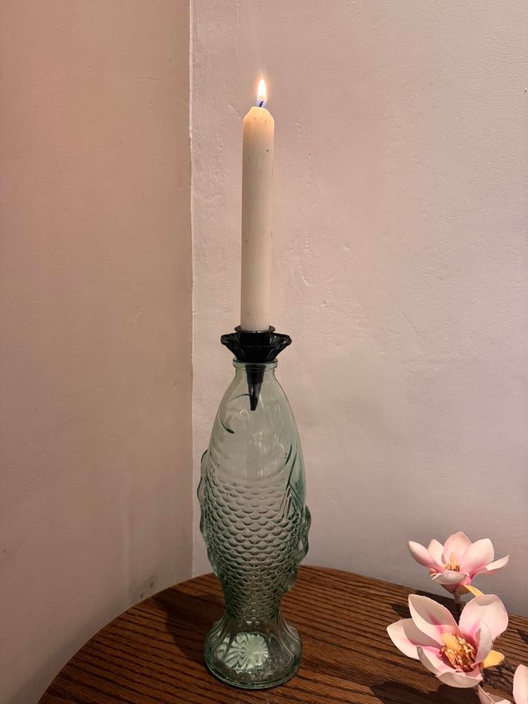 Vissen fles kandelaar, Ophalen of Verzenden, Overige materialen, Minder dan 25 cm