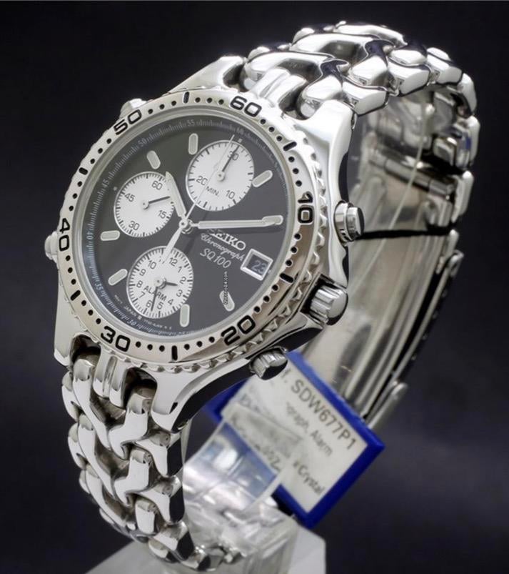 Seiko SQ 100 Quartz Horloge, Staal, Verzenden, Polshorloge, Zo goed als nieuw