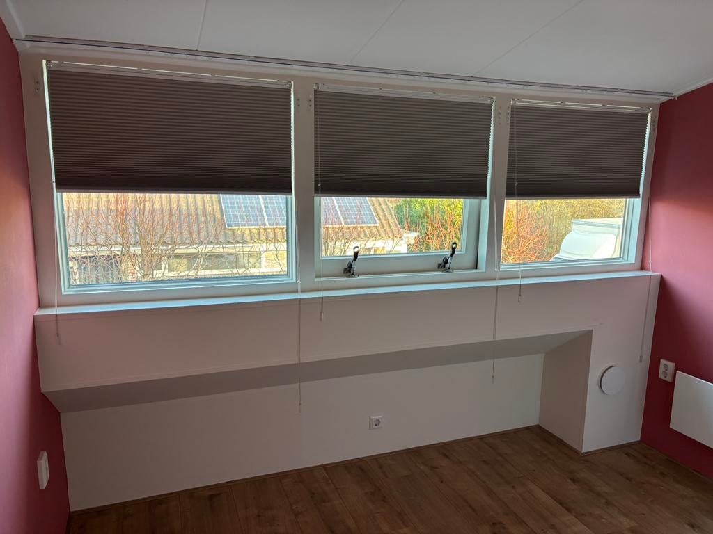3x Plisségordijnen Vrijhangend Lexington Taupe Verduisterend, Ophalen of Verzenden, Nieuw, Wit, 50 tot 100 cm