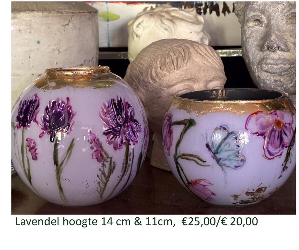 Diverse handbeschilderde vazen, Huis en Inrichting, Woonaccessoires | Vazen, Overige kleuren, Nieuw, Ophalen of Verzenden, Glas