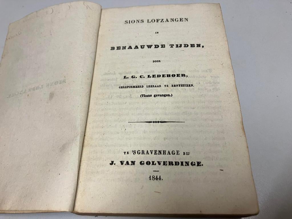 Sions Lofzangen in benauwde tijden Ledeboer 1844, Ophalen of Verzenden
