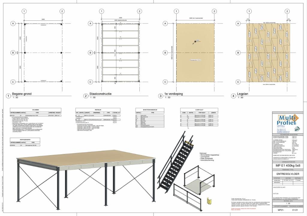 Entresolvloer/Mezzanine 8x5m - 3m onderzijde - NIEUW, Ophalen of Verzenden