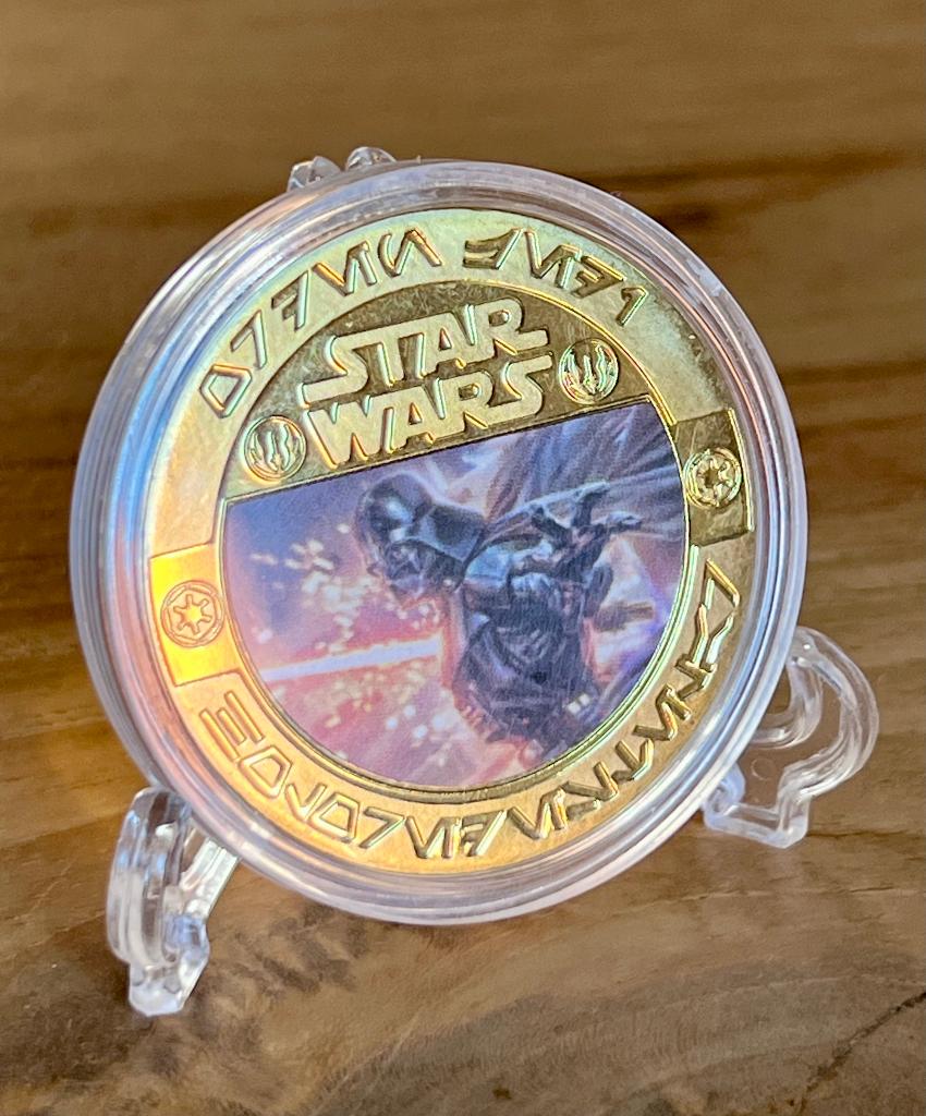 Darth Vader 24kt goud vergulde munt +standaard, Verzamelen, Star Wars, Ophalen of Verzenden, Nieuw, Overige typen