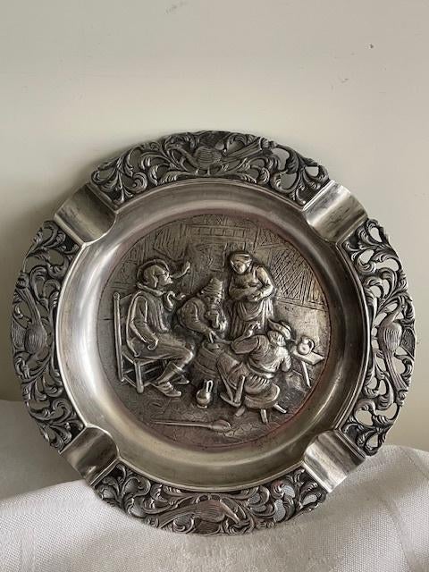 Vintage verzilverde asbak, Antiek en Kunst, Ophalen of Verzenden