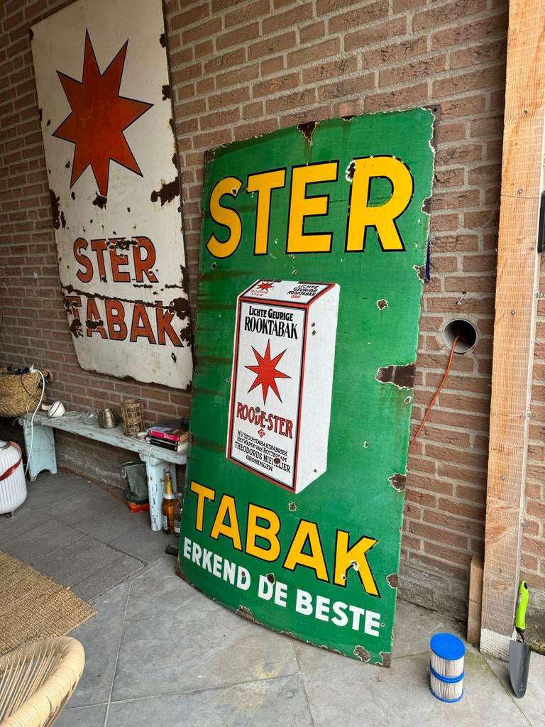 Oude Ster Tabak Emaille Reclamebord, Antiek en Kunst, Antiek | Wandborden en Tegels, Ophalen