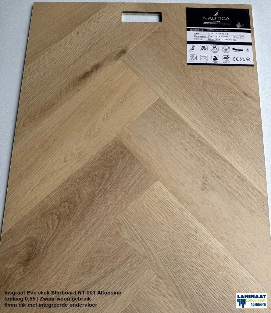 Visgraat Pvc click Starboard Oak met integreerde ondervloer