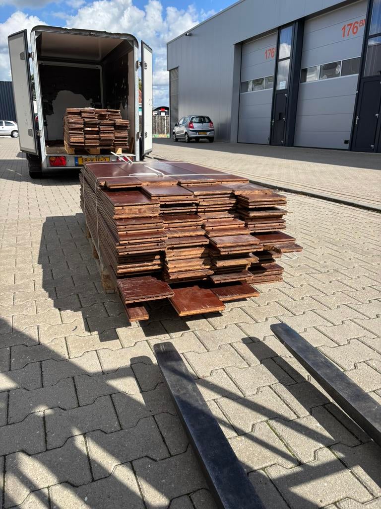 35 m2 massieve Ipe parketvloer. 18,5 cm breed 2 cm dik, Gebruikt, 2e hands product, 2e hands product, 2e hands product