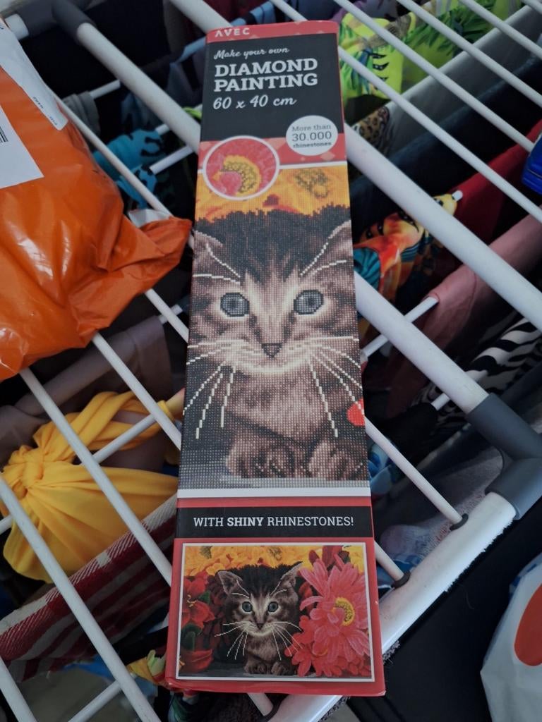 Gemaakte diy diamand painthing poes, Ophalen of Verzenden, Zo goed als nieuw