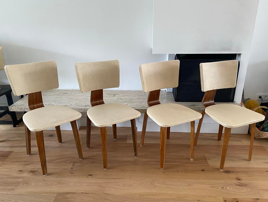 4 Vintage Cor Alons Den Boer Plywood Stoelen ‘50, Ophalen