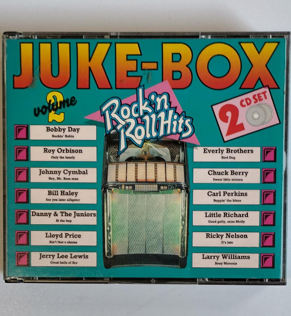 2CD fatbox Juke-Box Rock 'n' Roll Hits volume 2 (1989 Disky), Ophalen of Verzenden, Zo goed als nieuw, Pop, Boxset
